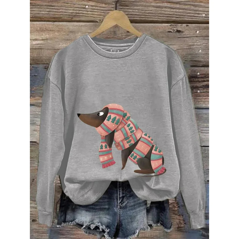 Sweater voor dames met ronde hals en lange mouwen