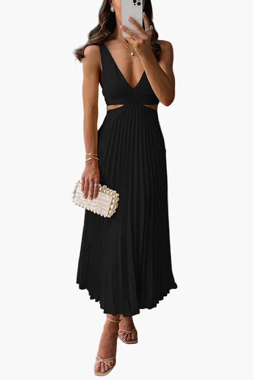 Robe midi plissée élégante pour femme – Pour occasions spéciales et soirées