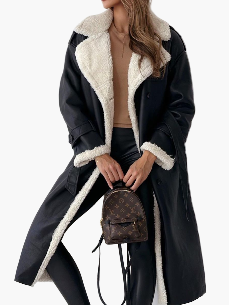 Dames lange jas met bontkraag – Elegante winterjas voor stijlvolle outfits