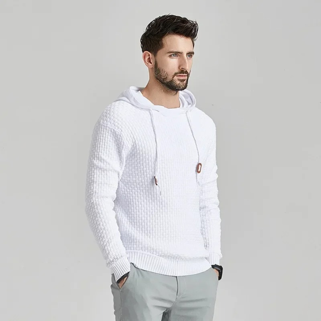 Bluza męska w kratę – nowoczesny sweter z kapturem na co dzień i dla wygody