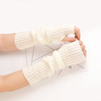 Lange vingerloze gebreide handschoenen (30 cm)