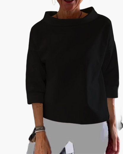 Damen Oberteil Modern Elegant mit Stehkragen – Vielseitiges Top für Alltag und Büro