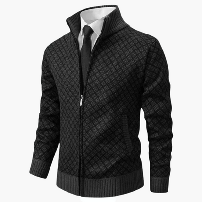 Heren gebreide jas in business casual stijl – elegante jas met rits voor kantoor en vrije tijd