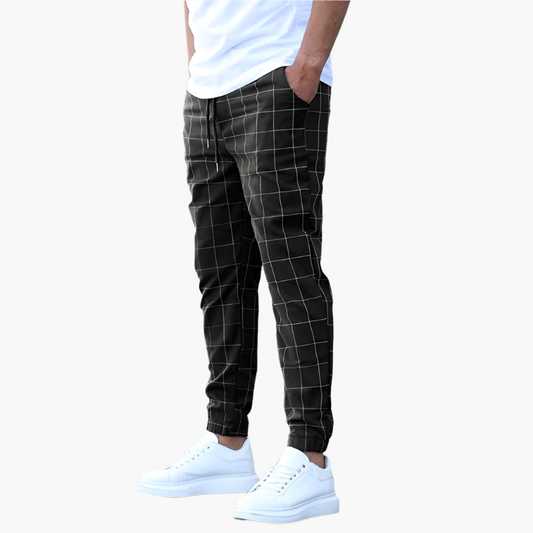 Heren joggingbroek met ruitpatroon – Moderne vrijetijdsbroek met urban stijl en hoog draagcomfort