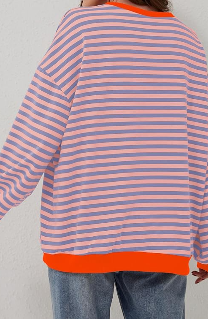 Damen Freizeit Oversize Streifenpullover – Modischer Relax-Look für Alltag und Freizeit