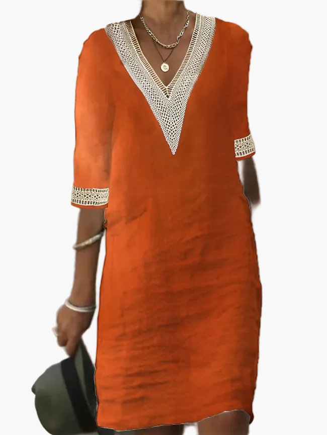 Vestito estivo da donna in stile boho con pizzo all’uncinetto – Abito da spiaggia casual per tempo libero & vacanze