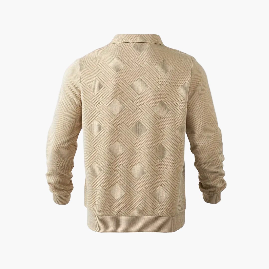 Męski sweter vintage ze wzorem geometrycznym i zamkiem błyskawicznym – idealny na co dzień i na czas wolny