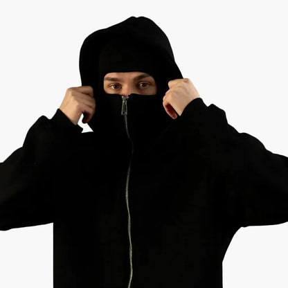 Unisex streetwear techwear hoodie med integreret ansigtsmaske – Urban stil til hverdag og udendørs