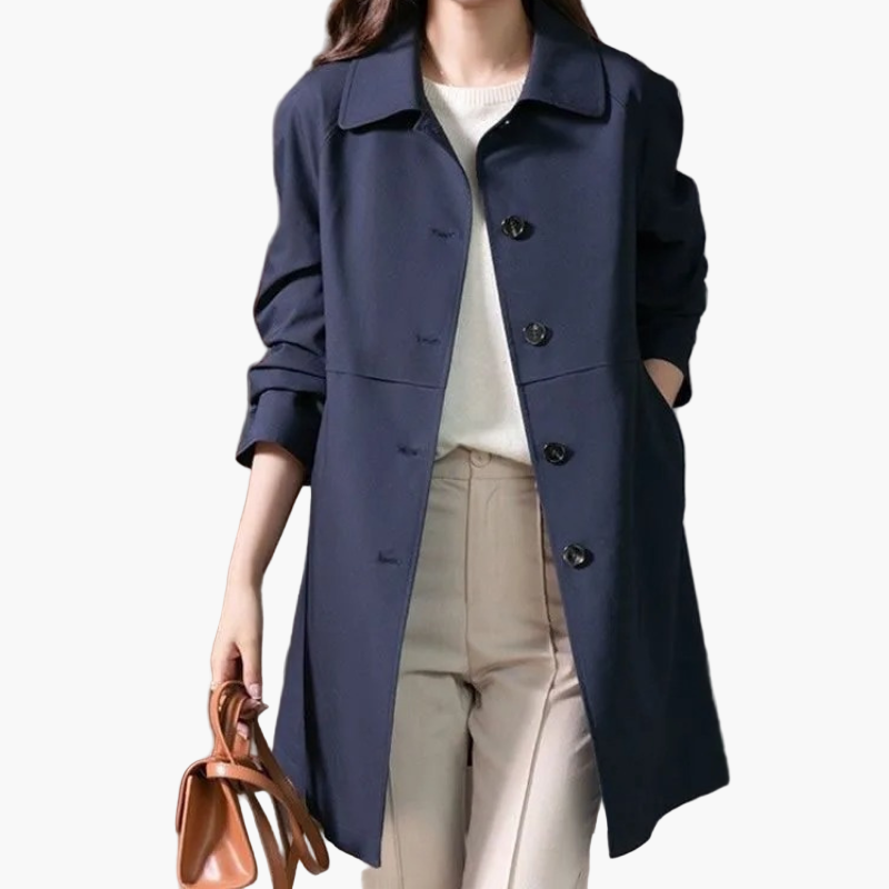 Dames korte mantel trenchcoat – Elegante zakelijke & vrijetijdsmantel met knoopsluiting