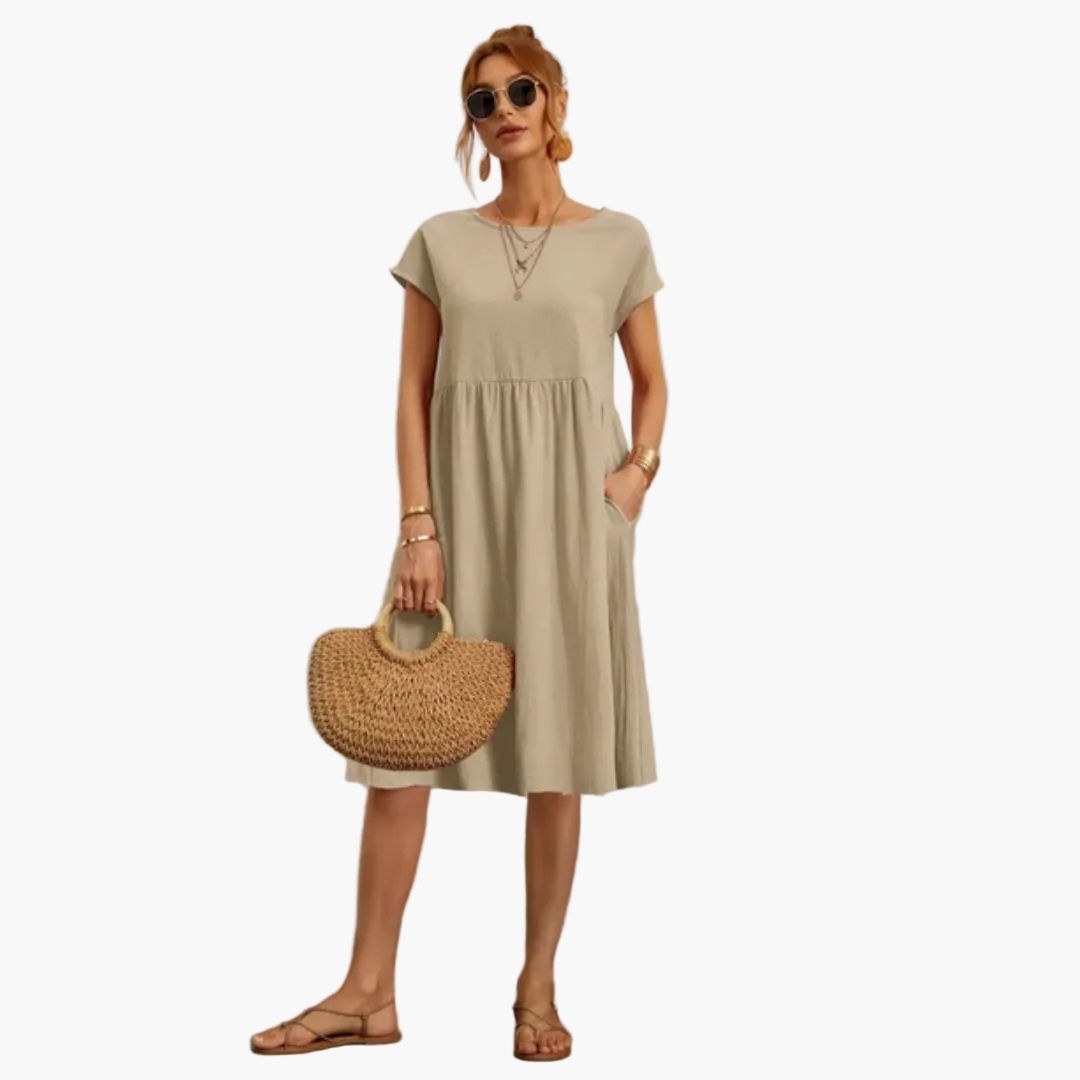 Damen Freizeitkleid Kurzarm Elegant – Sommerkleid für Alltag, Urlaub & Stadtbummel