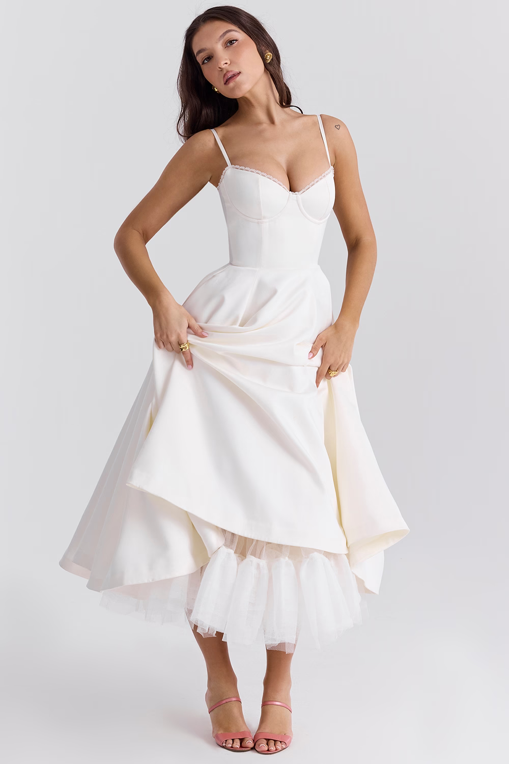 Robe midi festive pour femmes avec corsage et jupe évasée – Robe de soirée élégante pour occasions spéciales