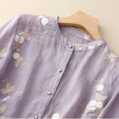 Blusa para mujer con bordado floral – Túnica elegante y ligera para el día a día y ocasiones especiales