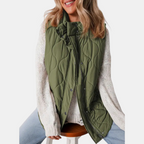 Bodywarmer voor dames met capuchon, knopen en zakken