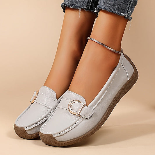 Dame Mokassiner Slip-On Loafer med Spænde, Komfortable, Til Hverdag & Fritid