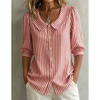 Gestreepte blouse voor dames met knopen
