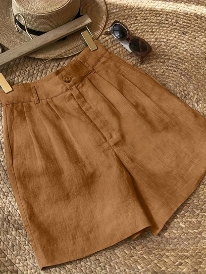 Dame vintage shorts med høj talje til sommer – stilfulde fritidsshorts med lommer