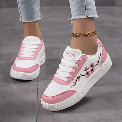 Damen Sneaker mit Blütenstickerei und modernem Streetstyle-Look – Freizeitschuhe für Alltag und Stadt