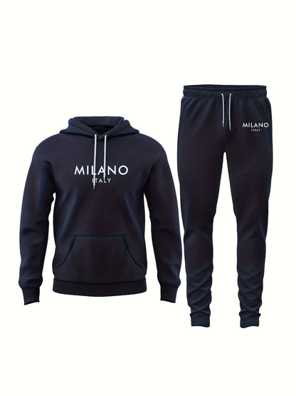 Herren träningsset Milano Italy – Urban fritidshoodie och joggingbyxor för vardag och sport