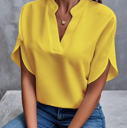 Pamela – Elegante chiffon blouse met V-hals voor dames