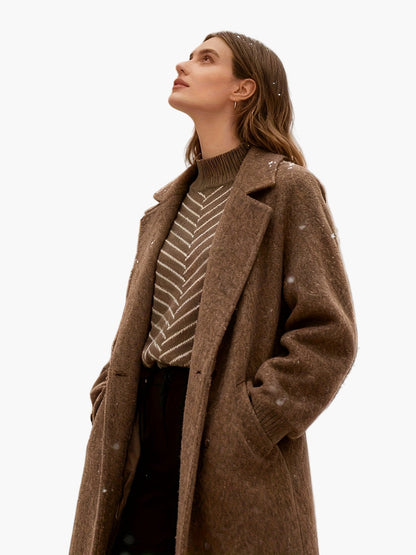 Dames Gebreide Trui Elegante Winterstijl met Strepenpatroon en Opstaande Kraag