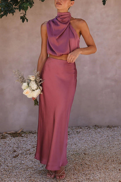 Rebecca – Ensemble décontracté slim multicolore couleur satin