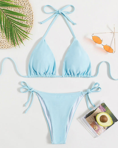 Anna – Farverig bundet halter-bikini