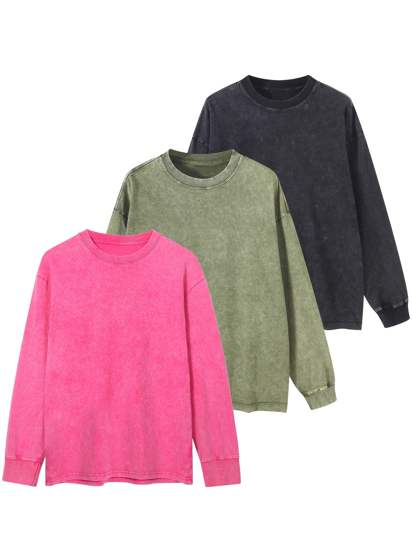 Sweatshirt Acid Washed Rundhalsausschnitt Langarm