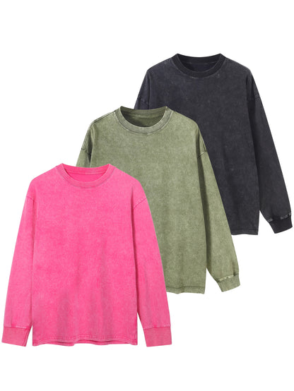 Sweatshirt Acid Washed Rundhalsausschnitt Langarm