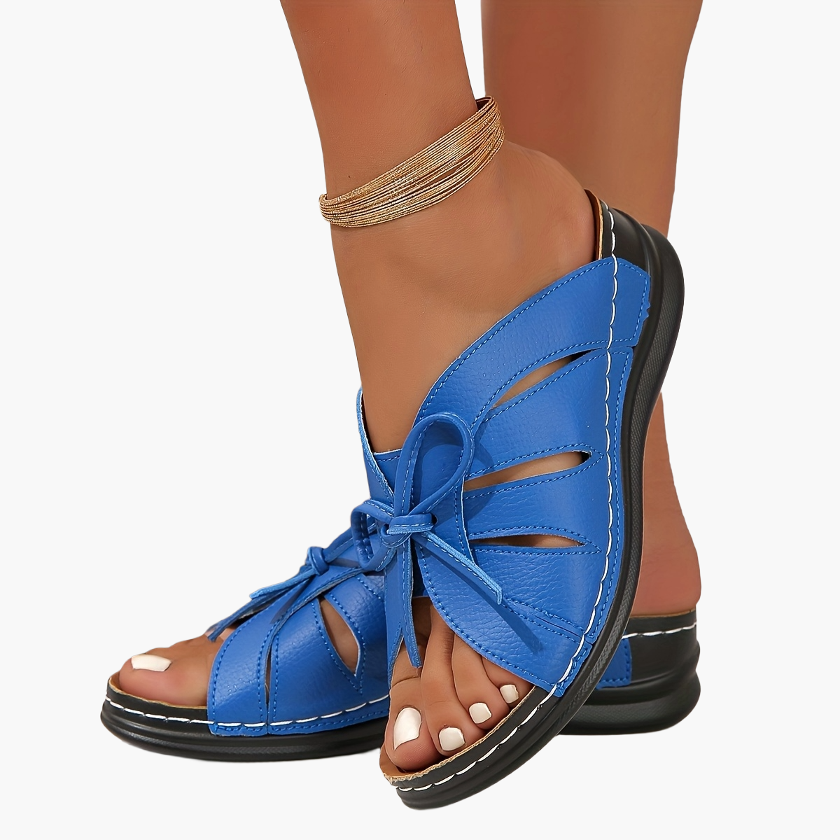 Damen Komfort-Sandalen mit Schleifen-Design für Freizeit & Alltag – Offene Zehen, Sommer, Bequemer Einstieg