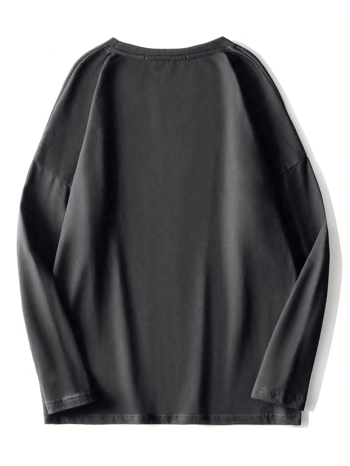 Langærmet herre-T-shirt, 3-pak, rund hals, slim fit, basic, sort, grå, hvid