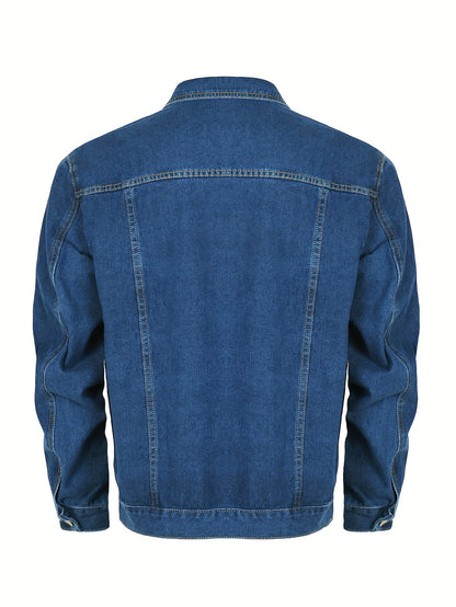 Giacca di jeans da uomo in denim stile classico per tempo libero e uso quotidiano