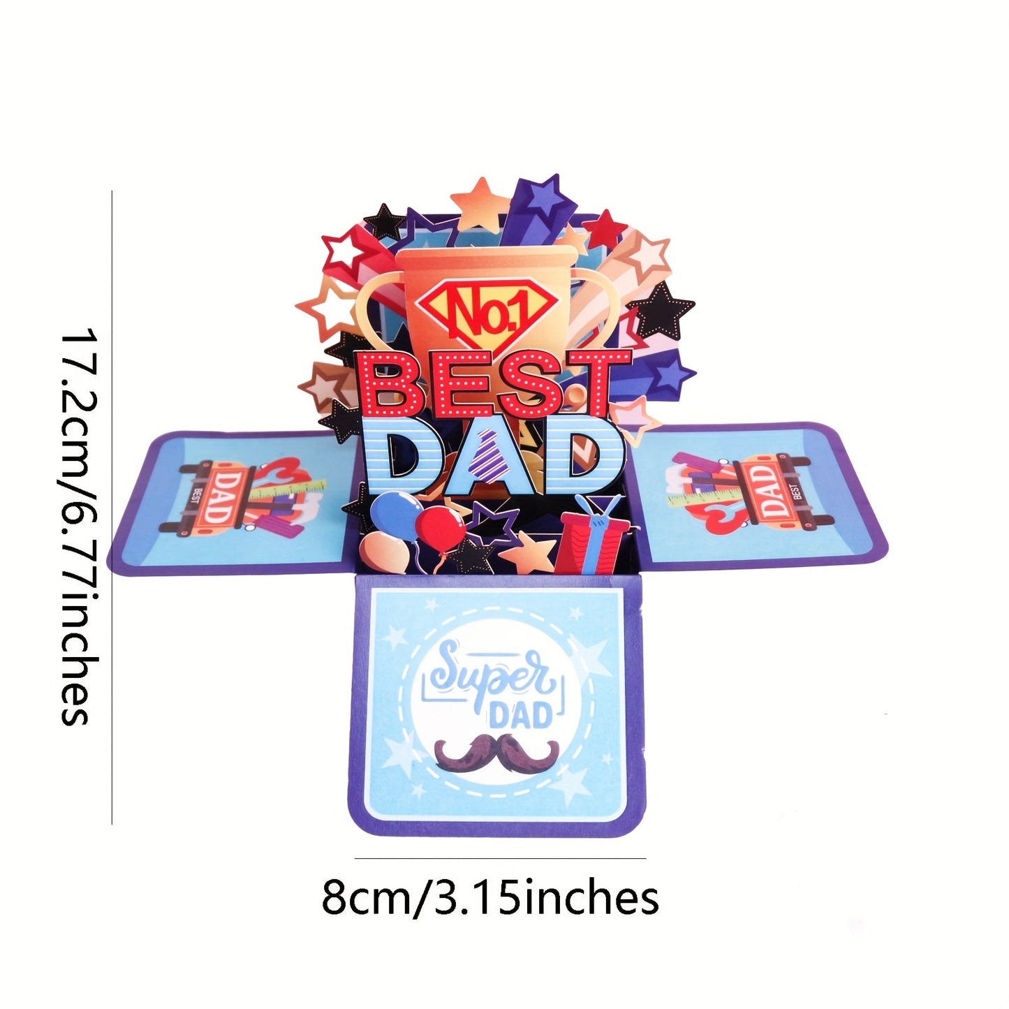 Pop-up Grußkarte für Männer – 3D Explosion Box für den besten Papa – Vatertags- oder Geburtstagskarte mit Superhelden-Motiv