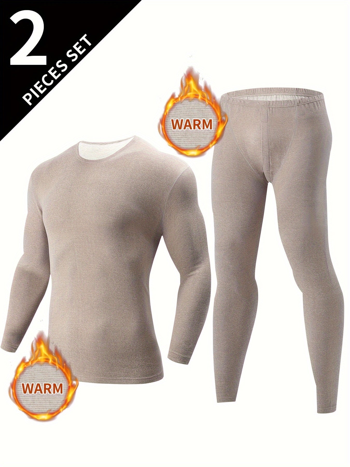 Thermo Unterwäsche Set Herren langärmliges Oberteil & lange Hose Schwarz