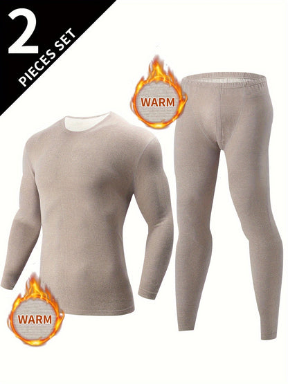 Thermo Unterwäsche Set Herren langärmliges Oberteil & lange Hose Schwarz