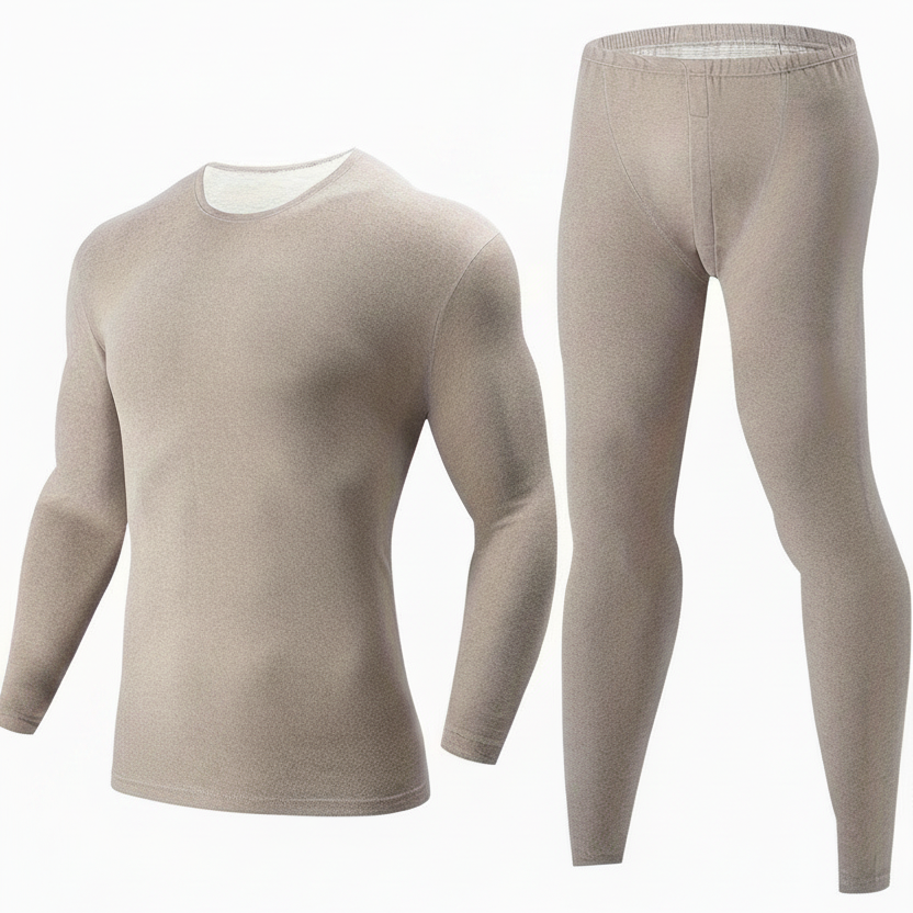 Thermo Unterwäsche Set Herren langärmliges Oberteil & lange Hose Schwarz
