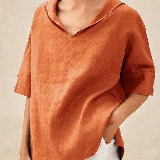 Dame halvarmet bluse for kontor og fritid – Avslappet komfort, elegant utseende