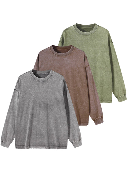 Sweatshirt Acid Washed Rundhalsausschnitt Langarm
