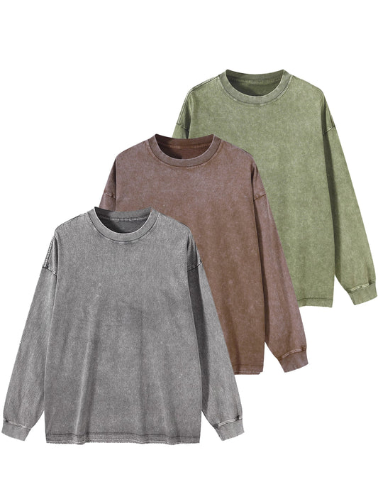 Sweatshirt Acid Washed Rundhalsausschnitt Langarm