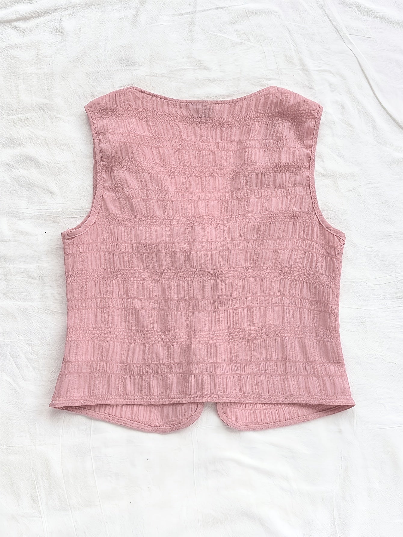 Dame ermeløs boho-vest med knytebånd og krinkeleffekt – Perfekt for fritid, strand og festivaler