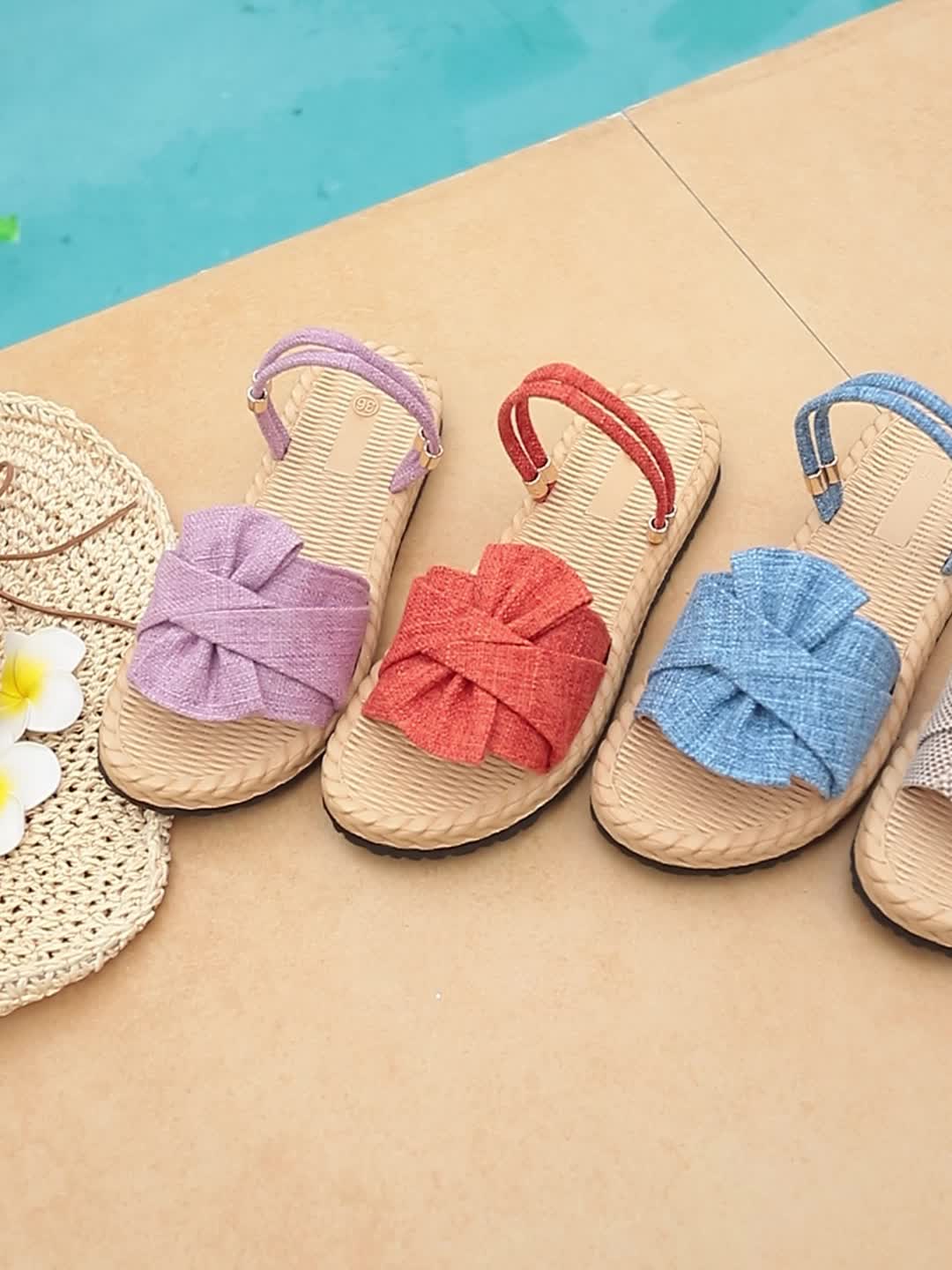 Damen Sommer Sandalen mit Schleife und Knöchelriemen – Bequeme Freizeitschuhe für Alltag & Urlaub