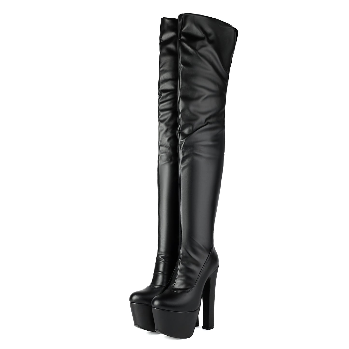 Dames-overkneelaarzen met plateauzool en hoge hak