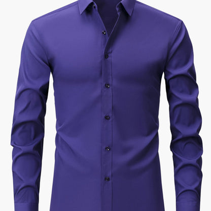 Chemise décontractée business homme coupe slim – Chemise élégante à manches longues pour le quotidien et le bureau