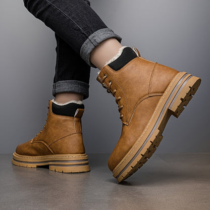 Herren Winterstiefel gefüttert Schnürstiefelette flache Sohle