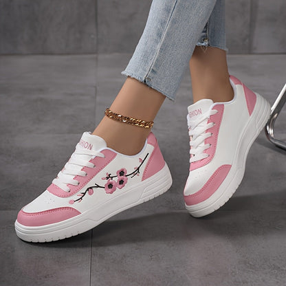 Damen Sneaker mit Blütenstickerei und modernem Streetstyle-Look – Freizeitschuhe für Alltag und Stadt