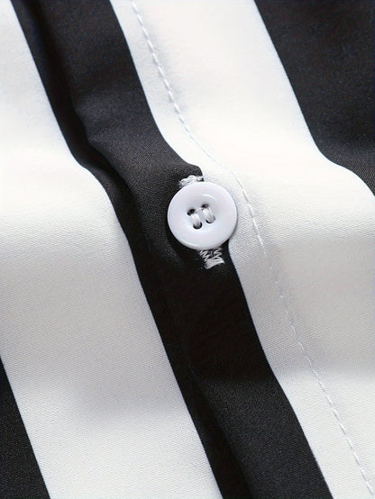Camicia uomo a righe manica corta stile moderno streetwear tempo libero
