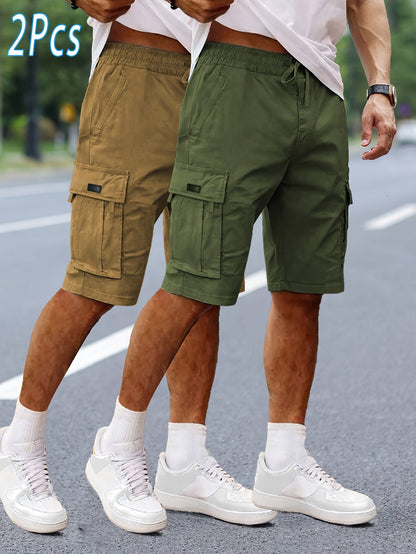 Heren Cargo Shorts 2-pack – Vrije tijd & Outdoor, Comfortabele cargoshorts met zakken, Regular Fit