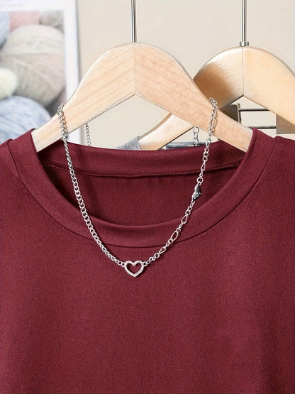 Damen Basic T-Shirt mit Rundhalsausschnitt und Raffung – Alltag & Freizeit