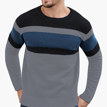 Jersey de punto para hombre con patrón de rayas – Jersey casual a la moda para otoño e invierno