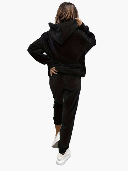 Completo tuta casual da donna – Felpa con cappuccio e pantaloni da jogging alla moda per tutti i giorni e viaggi