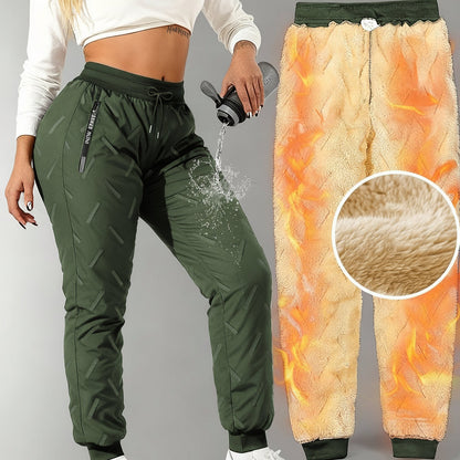 Pantaloni da jogging invernali da donna, imbottiti e idrorepellenti, per sport e tempo libero